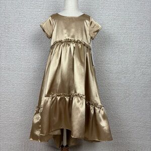 Joyfolie Mia Joy‎ Dress Girls 8 Gold Lorelei Short Sleeve Tiered Lined Shimmer
